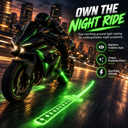⚔️ Neon Katana Motorcycle Ground Projection Light – Eye-Catching LED Sword Effect for Night Riders