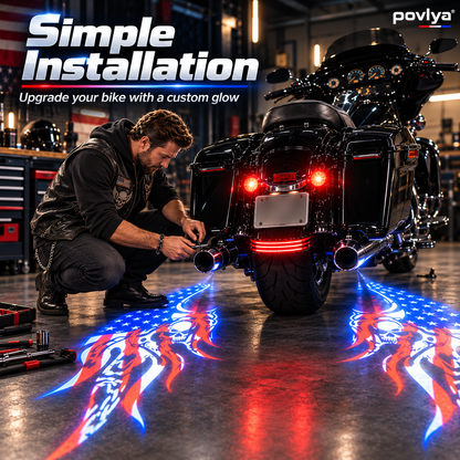 🔥 American Flag Motorcycle Wing Lights 🏍️ Bold USA Custom Projection