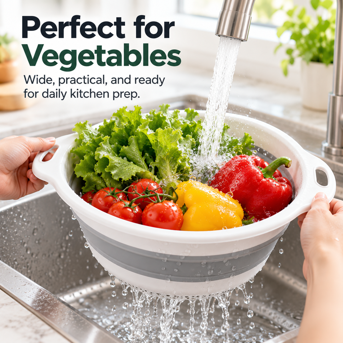 🥗 3-Piece Collapsible Colander Set – Foldable Space-Saving Kitchen Strainers