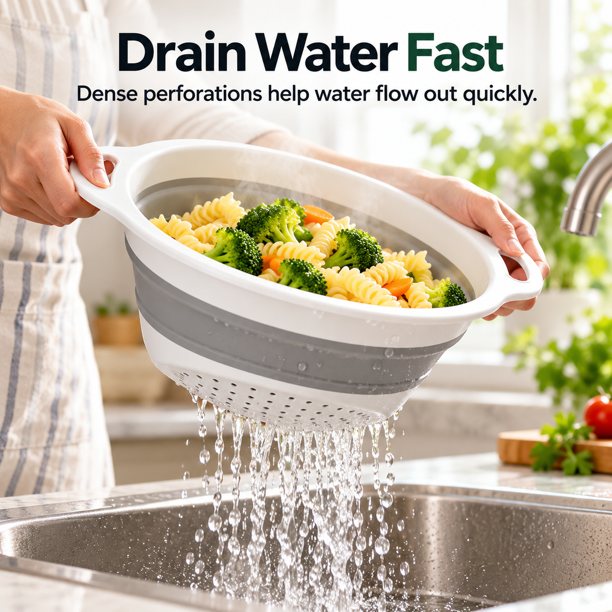 🥗 3-Piece Collapsible Colander Set – Foldable Space-Saving Kitchen Strainers