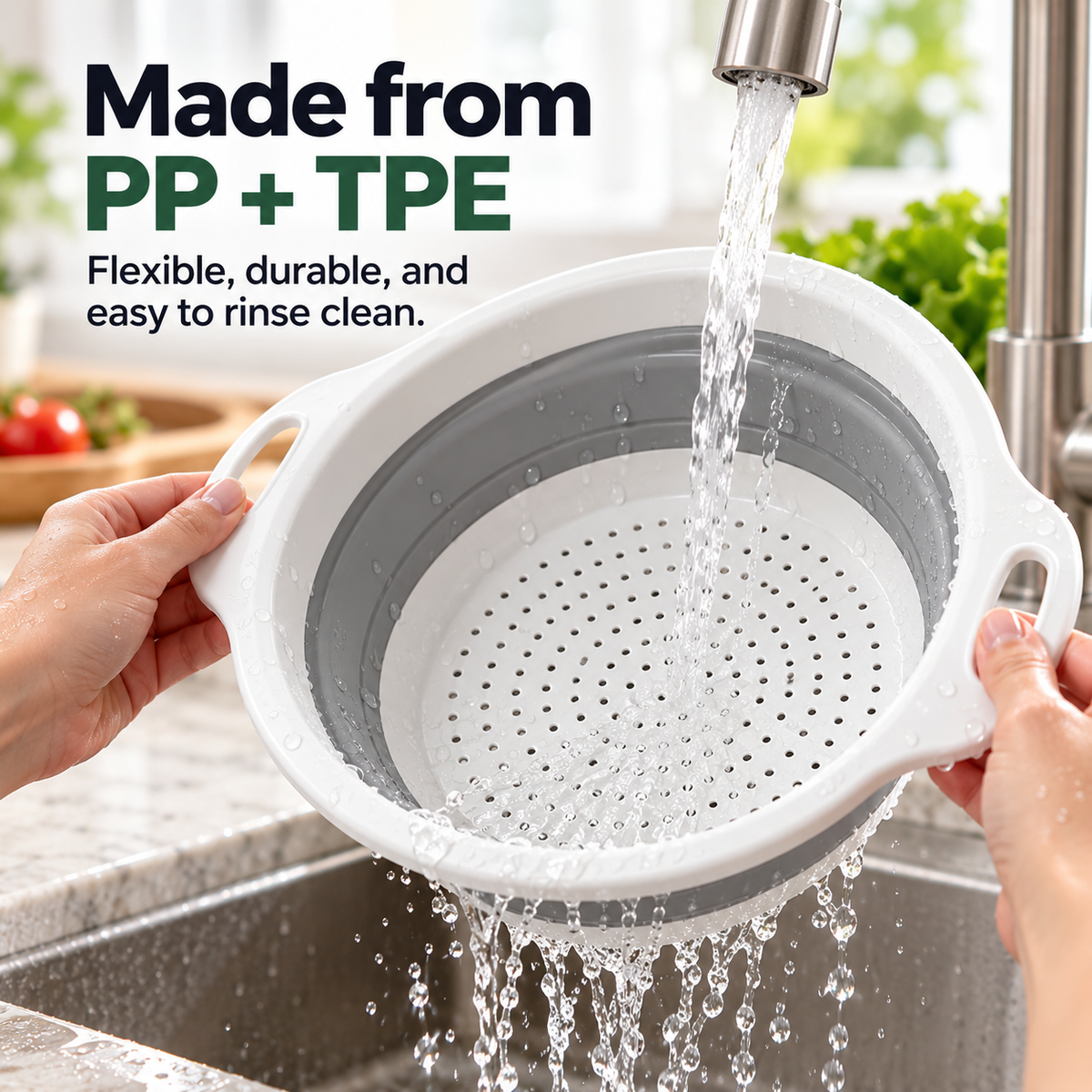 🥗 3-Piece Collapsible Colander Set – Foldable Space-Saving Kitchen Strainers