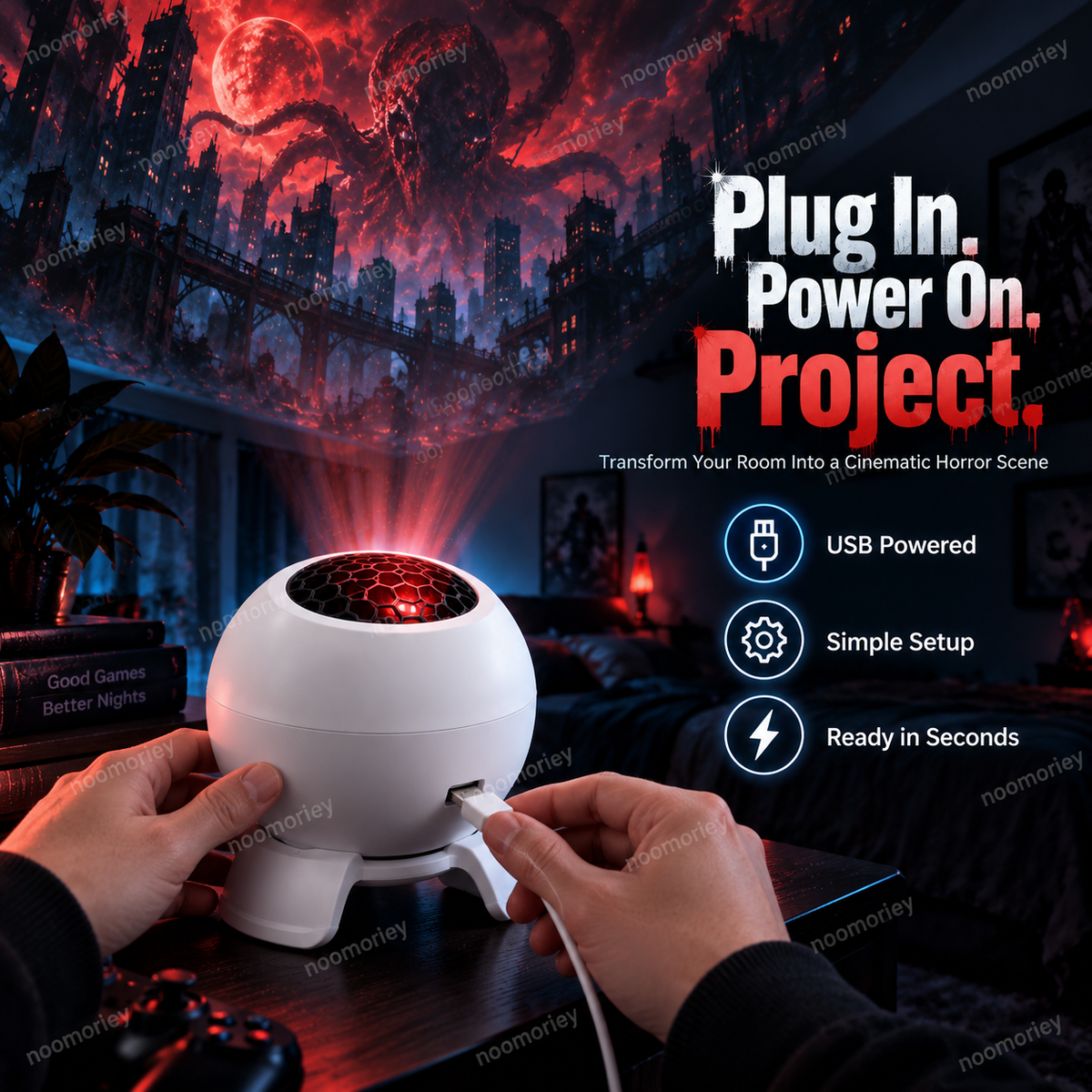🎮 Gaming-Themed Projector Light – Set the Mood for Your Next Session 🔥