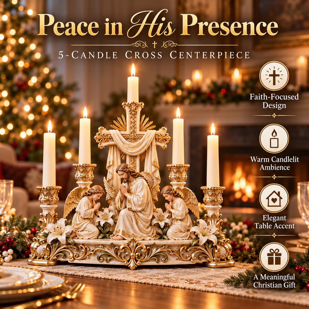 ✨🕯️ Light of His Presence — Sacred Christian Candleholder ✝️🤍
