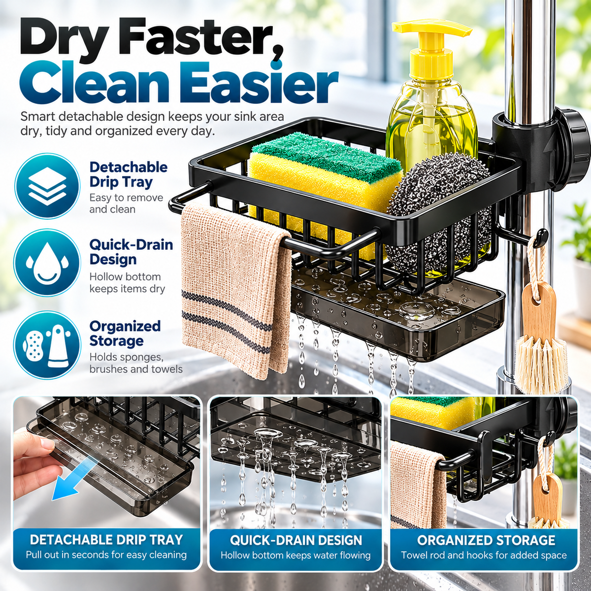 🎉Kitchen Sink Faucet Organizer