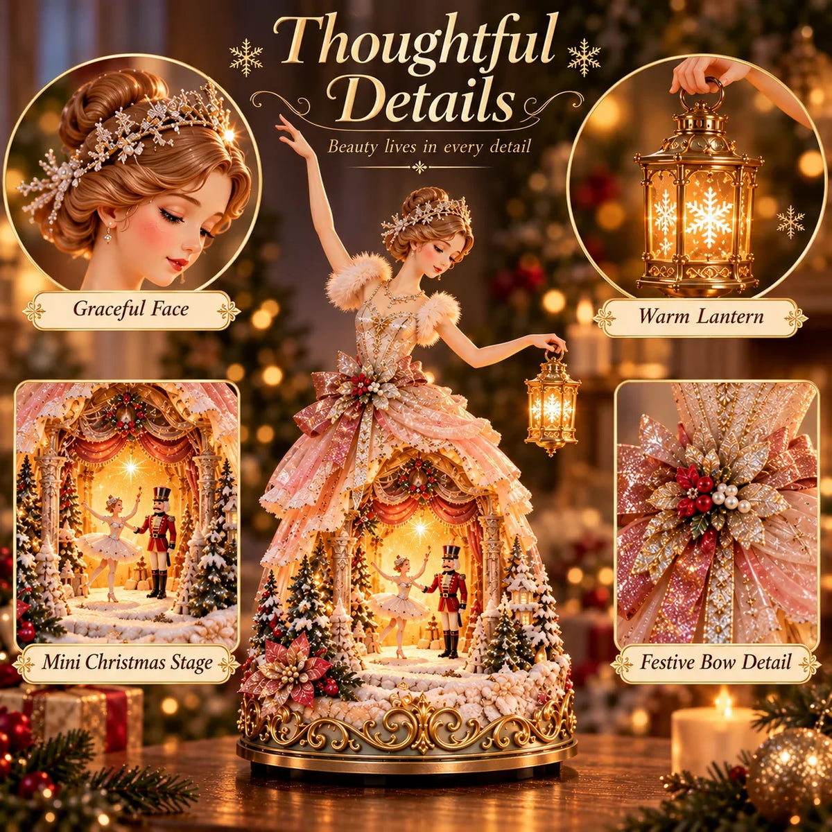 🔥LAST DAY 50% OFF 🩰  Winter Ballerina Story Lamp™ – Lighted Nutcracker Christmas Tabletop Decor