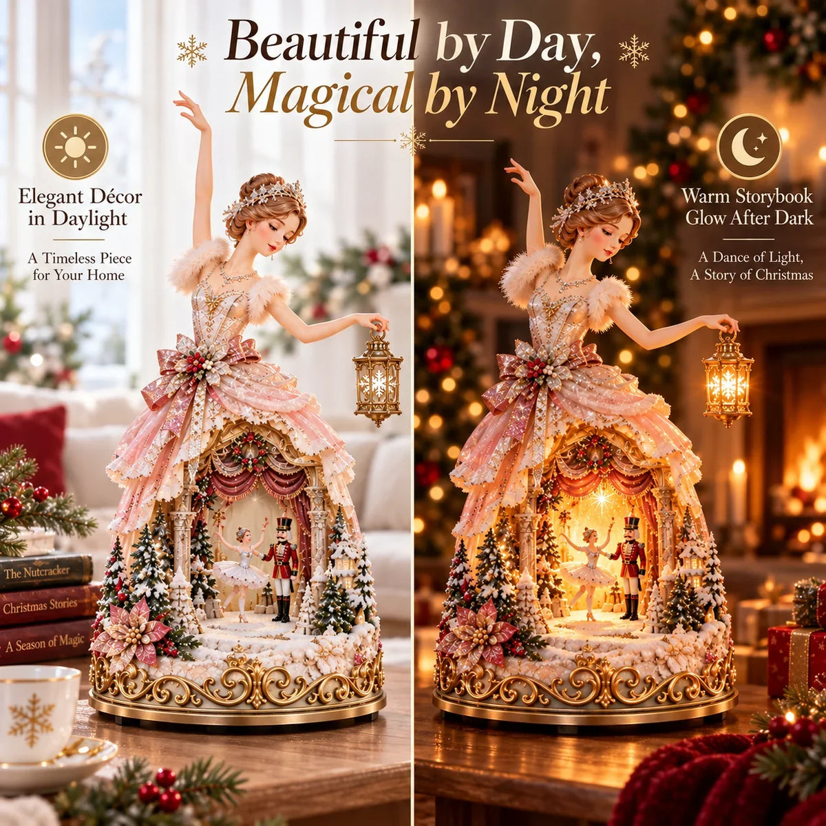 🔥LAST DAY 50% OFF 🩰  Winter Ballerina Story Lamp™ – Lighted Nutcracker Christmas Tabletop Decor