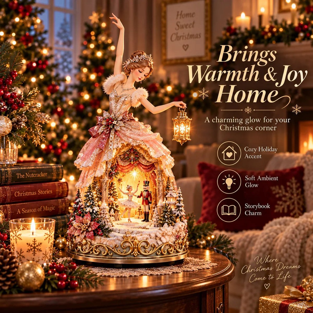 🔥LAST DAY 50% OFF 🩰  Winter Ballerina Story Lamp™ – Lighted Nutcracker Christmas Tabletop Decor