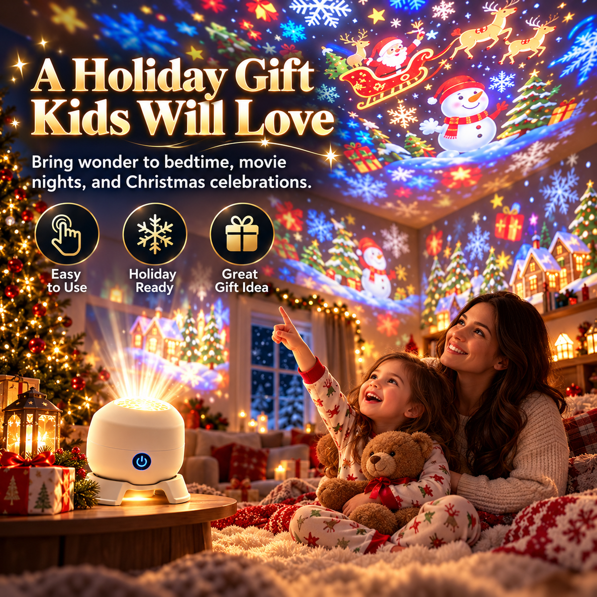✨Christmas Rotating Projector Light – 8 Festive Scenes🎄