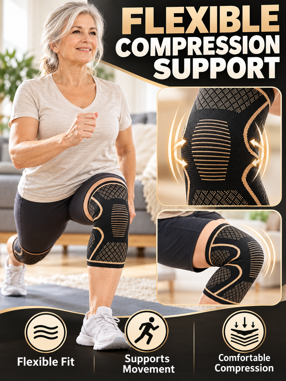 🏀 Sports Gear Deal – 2-Pack Copper Compression Knee Sleeves 💪 Breathable Anti-Slip Support for Running, Fitness & Basketball ✨