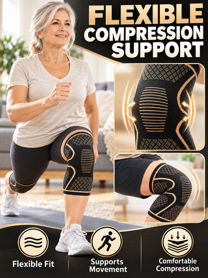 🏀 Sports Gear Deal – 2-Pack Copper Compression Knee Sleeves 💪 Breathable Anti-Slip Support for Running, Fitness & Basketball ✨