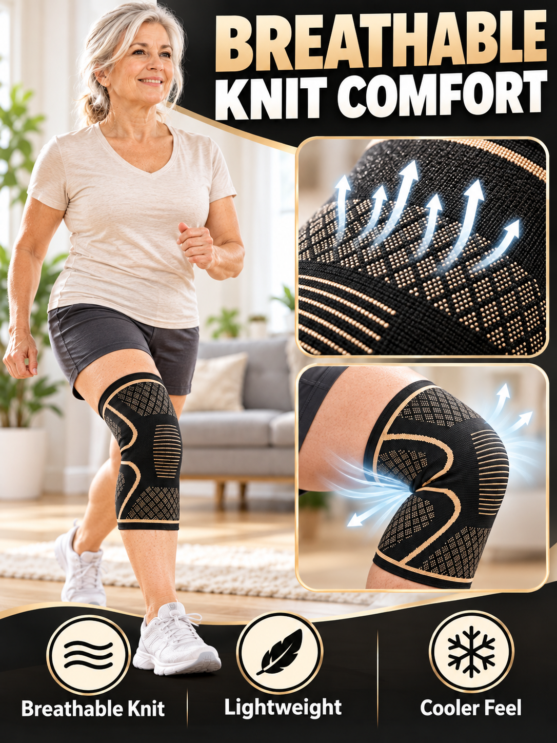 🏀 Sports Gear Deal – 2-Pack Copper Compression Knee Sleeves 💪 Breathable Anti-Slip Support for Running, Fitness & Basketball ✨