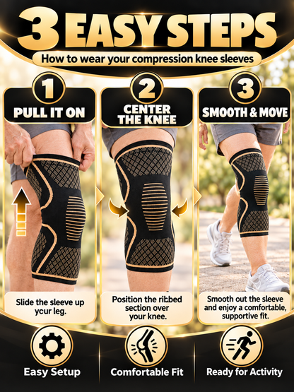 🏀 Sports Gear Deal – 2-Pack Copper Compression Knee Sleeves 💪 Breathable Anti-Slip Support for Running, Fitness & Basketball ✨