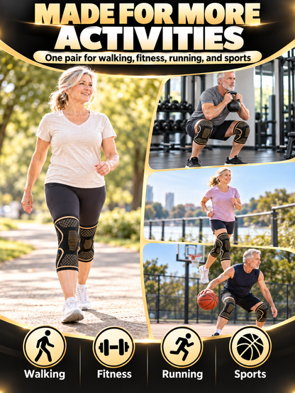 🏀 Sports Gear Deal – 2-Pack Copper Compression Knee Sleeves 💪 Breathable Anti-Slip Support for Running, Fitness & Basketball ✨