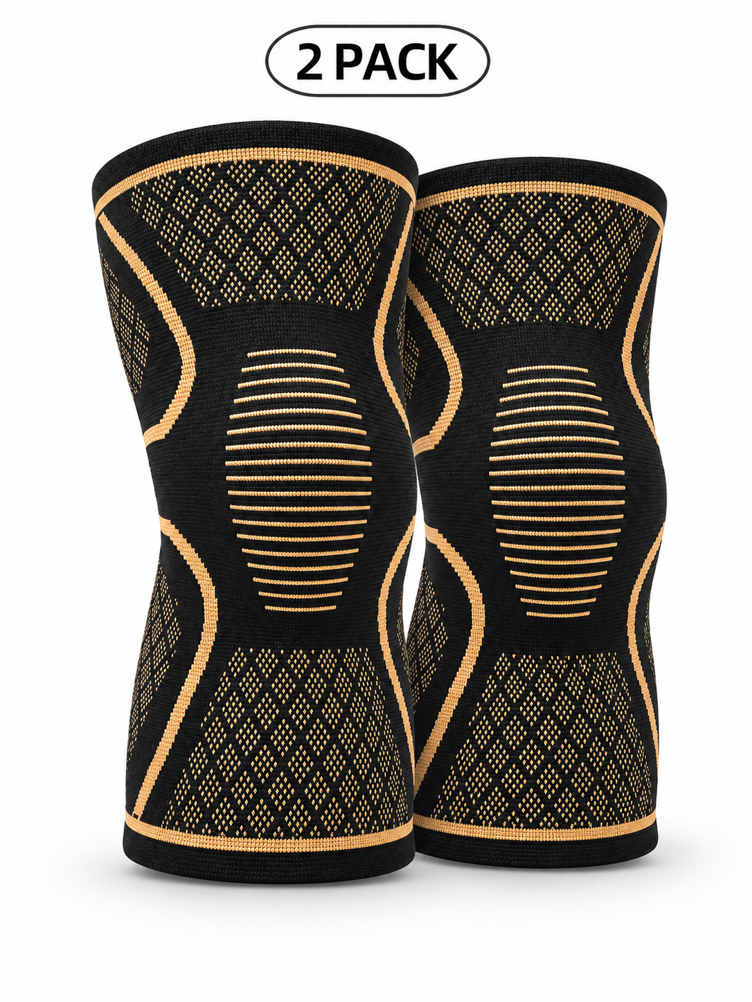 🏀 Sports Gear Deal – 2-Pack Copper Compression Knee Sleeves 💪 Breathable Anti-Slip Support for Running, Fitness & Basketball ✨