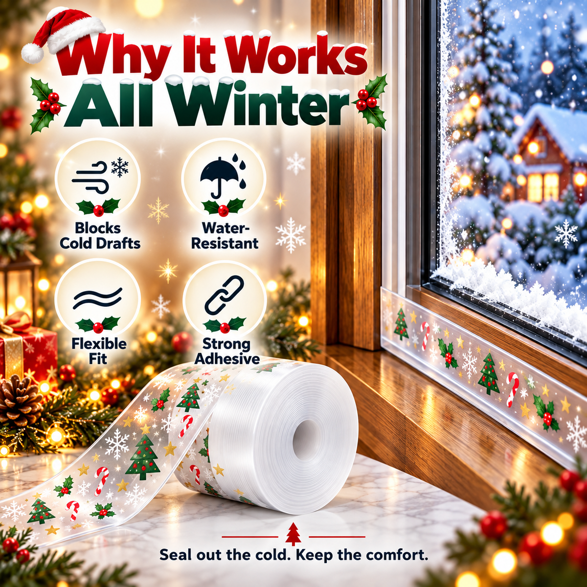 🔥 HOLIDAY LIMITED-TIME DEAL | 16.4Ft ComfortSeal™ Christmas Weather Strip – Seal Out Cold Drafts, Dust & Noise for a Cozy Winter Home