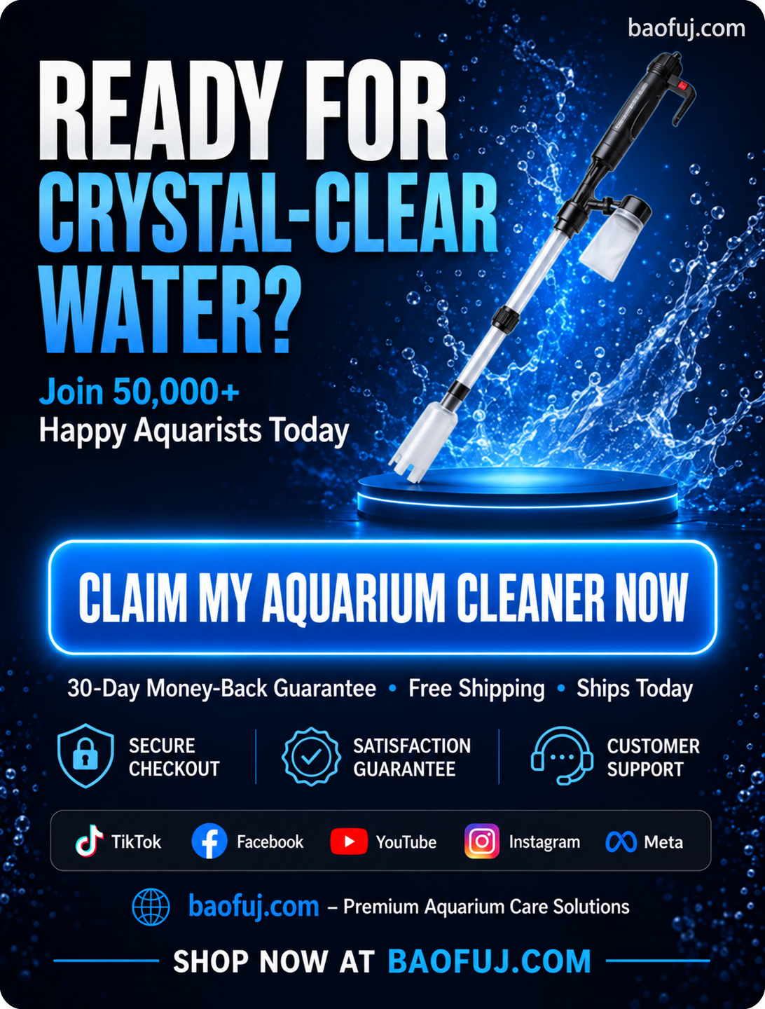 🐠50% OFF NOW! Electric Aquarium Gravel Cleaner – Powerful Suction Fish Tank Vacuum Siphon, Easy Gravel Cleaning & Water Changing, Automatic Aquarium Maintenance Tool