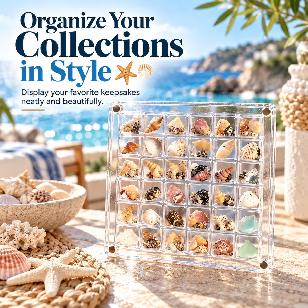 36-Grid Clear Acrylic Organizer Box for Small Collectibles ✨