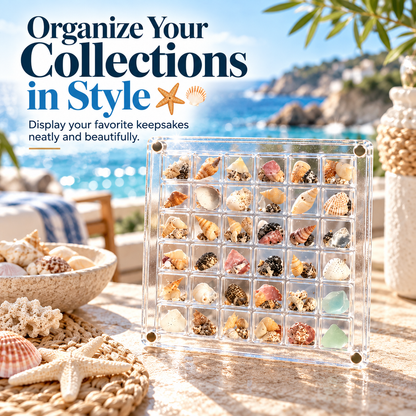 36-Grid Clear Acrylic Organizer Box for Small Collectibles ✨