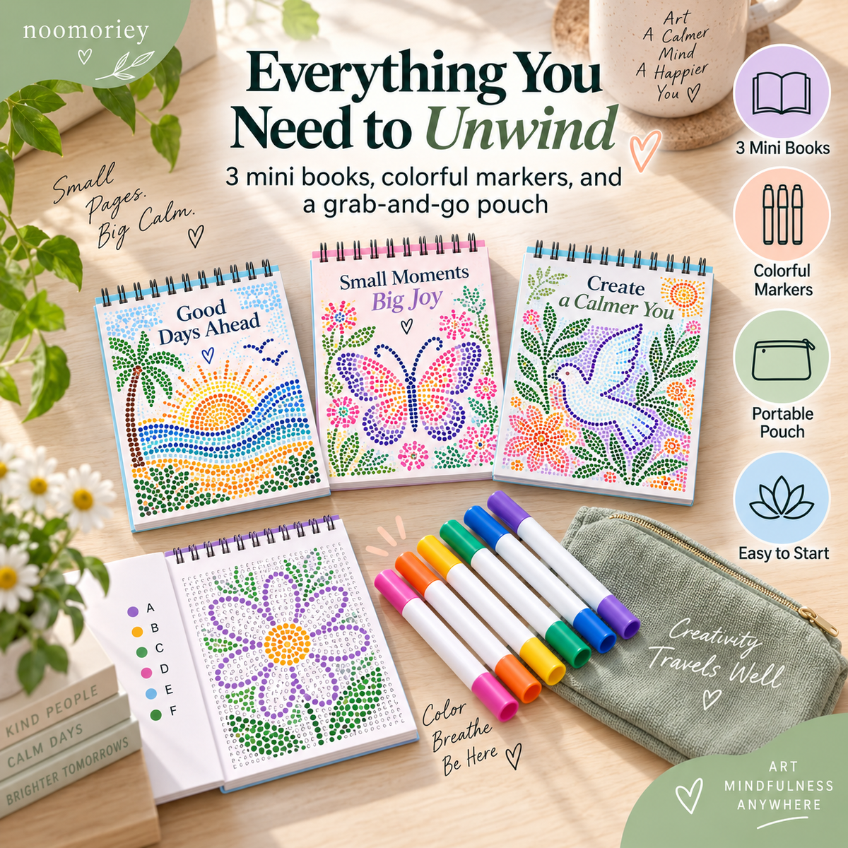 ✨ Mindful Dot Art Meditation Kit – 3-Piece Guided Painting Boards for Stress Relief
