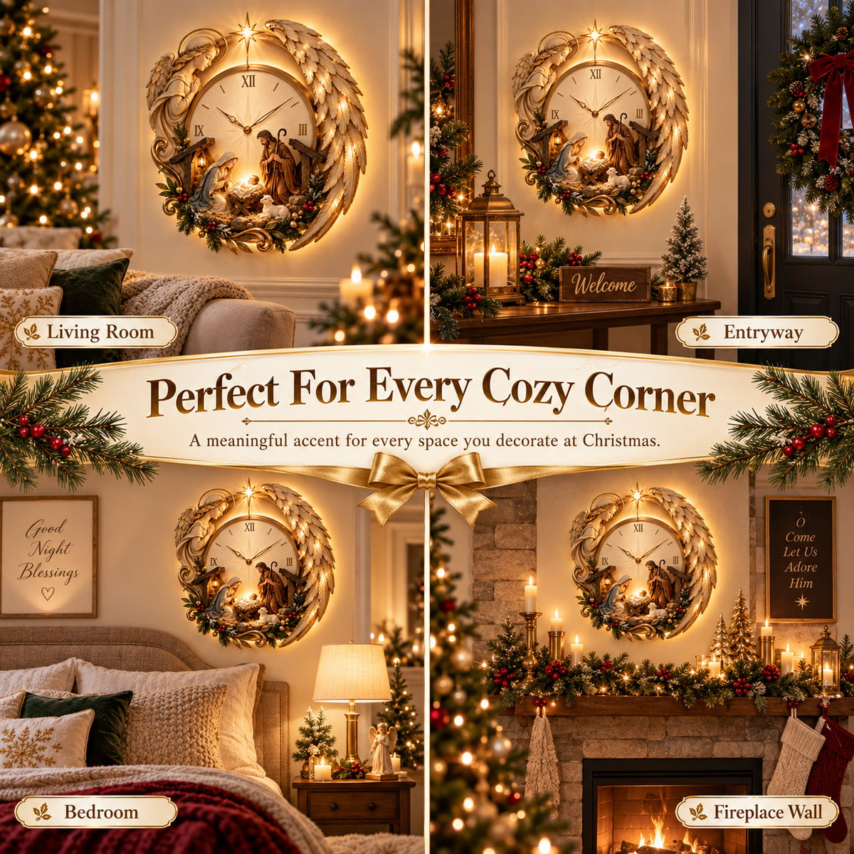 🎄⏰50% OFF - ✨ Bethlehem Angel Nativity Glow Clock