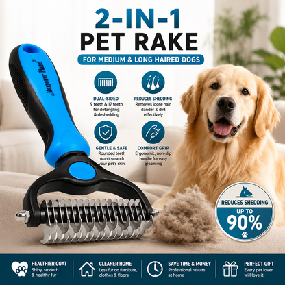 2-in-1 Deshedding & Dematting Pet Brush