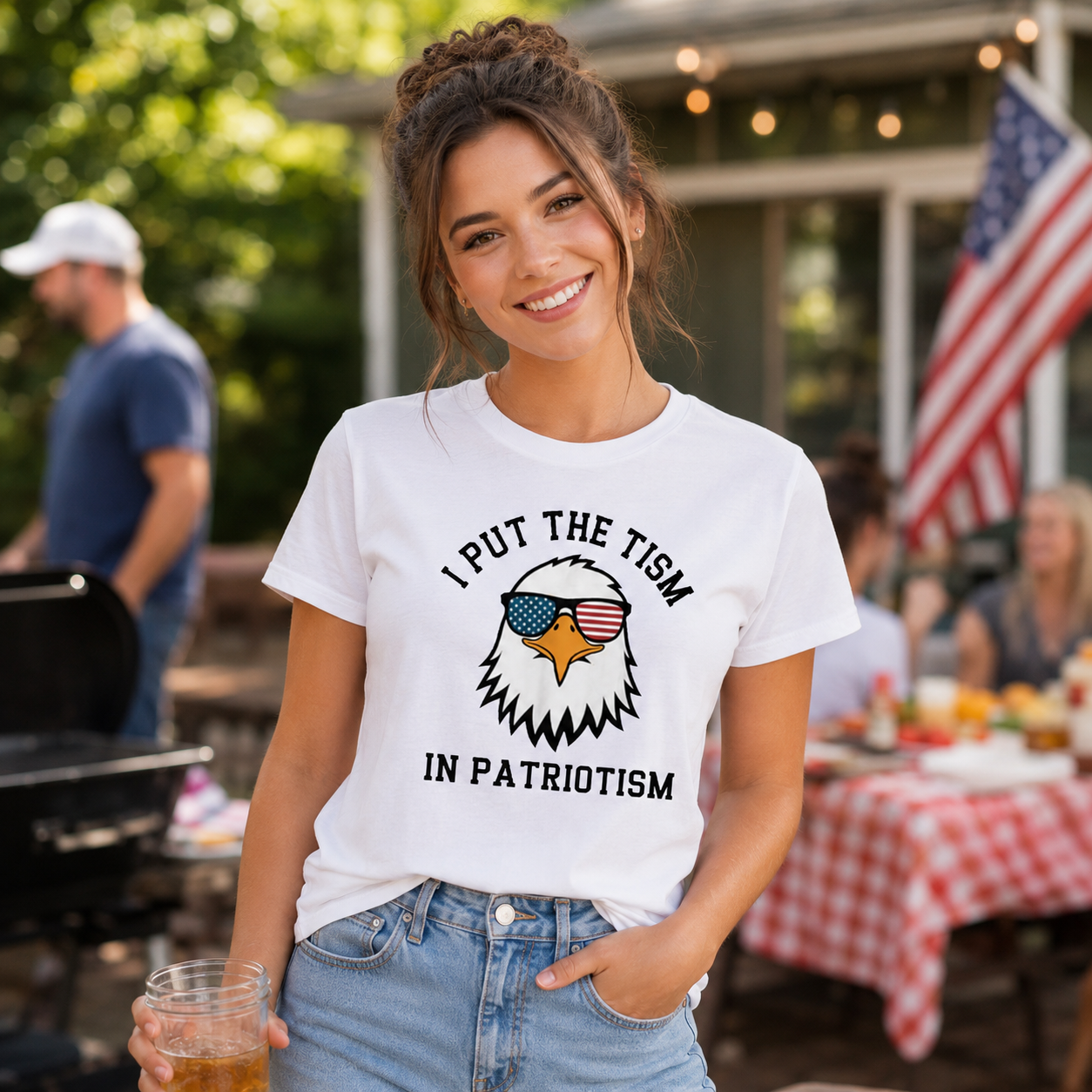 I Put The Tism in Patriotism Athletic Eagle T-Shirt