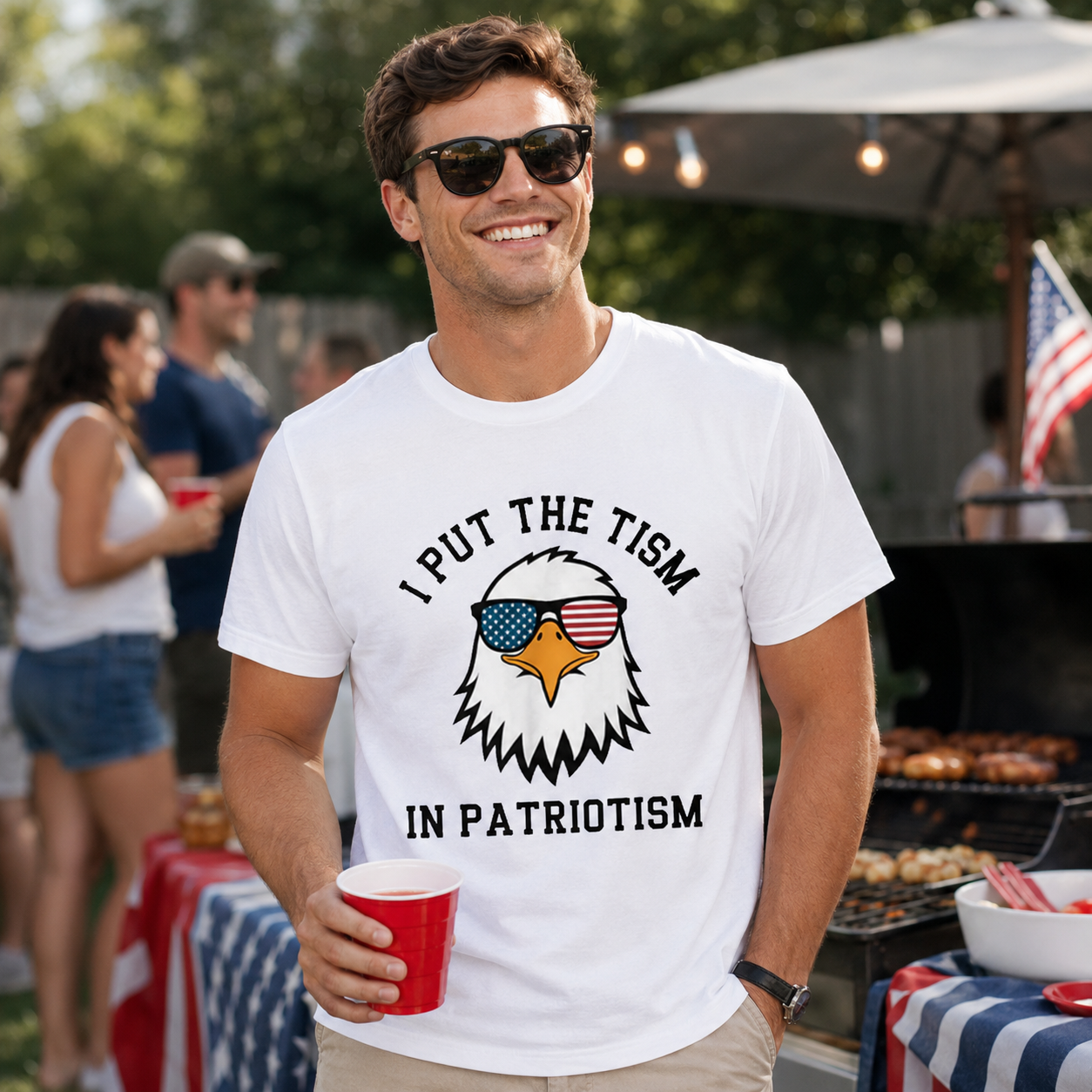 I Put The Tism in Patriotism Athletic Eagle T-Shirt