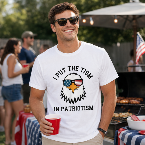 I Put The Tism in Patriotism Athletic Eagle T-Shirt
