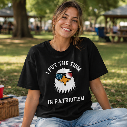 I Put The Tism in Patriotism Athletic Eagle T-Shirt