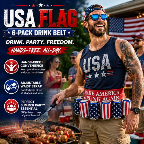 Patriotic USA Flag 6-Pack Drink Belt