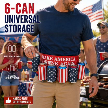 Patriotic USA Flag 6-Pack Drink Belt