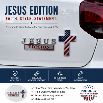 ✝Blessed Jesus Edition Cross Car Emblem Metal Badge
