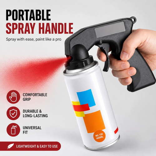 🔫Universal Professional Spray Can Handle - Ergonomic Aerosol Trigger Grip for DIY Painting, Car Refinishing, & Home Furniture Makeovers - Fits All Standard Cans
