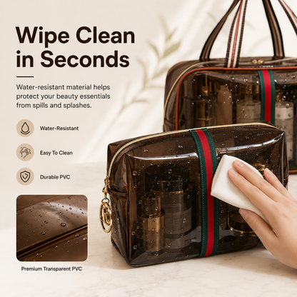 3-Piece Vintage Cosmetic Bag Set – Large Capacity Waterproof Makeup & Toiletry Organizer for Travel