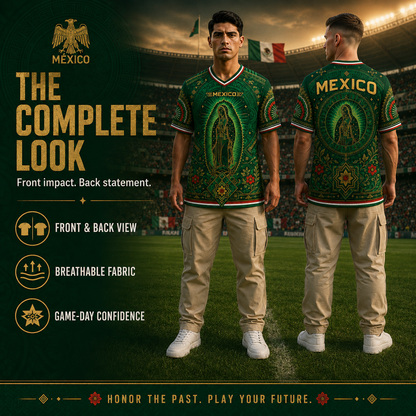 🇲🇽 Mexico Heritage Soccer Jersey – Green V-Neck Football Fan Shirt for Men & Women