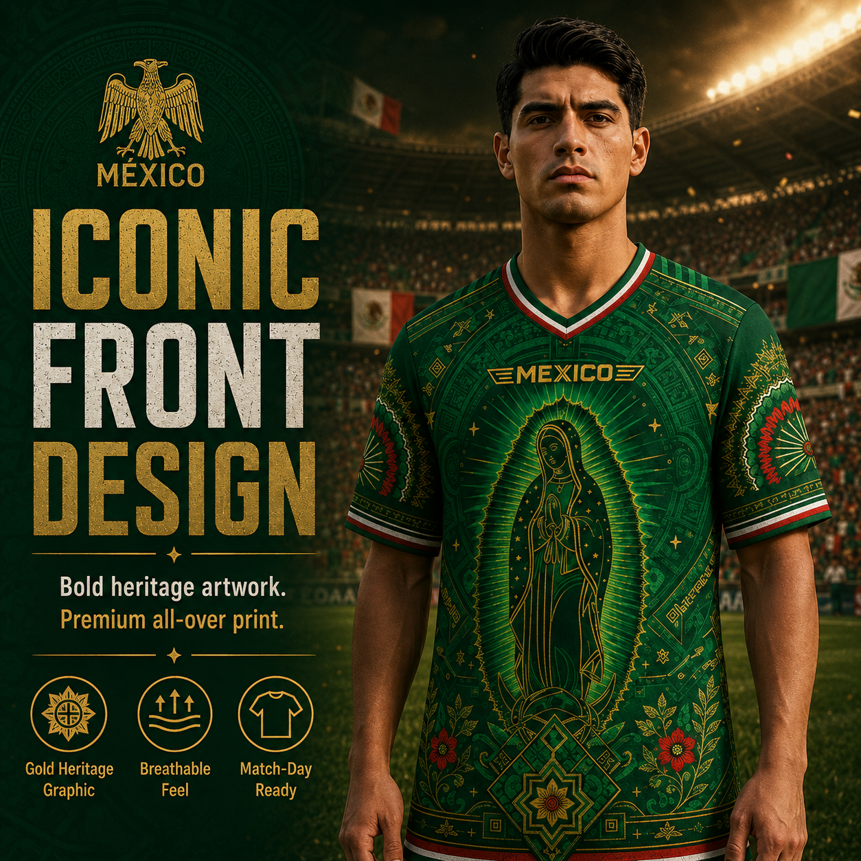 🇲🇽 Mexico Heritage Soccer Jersey – Green V-Neck Football Fan Shirt for Men & Women