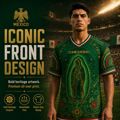 🇲🇽 Mexico Heritage Soccer Jersey – Green V-Neck Football Fan Shirt for Men & Women