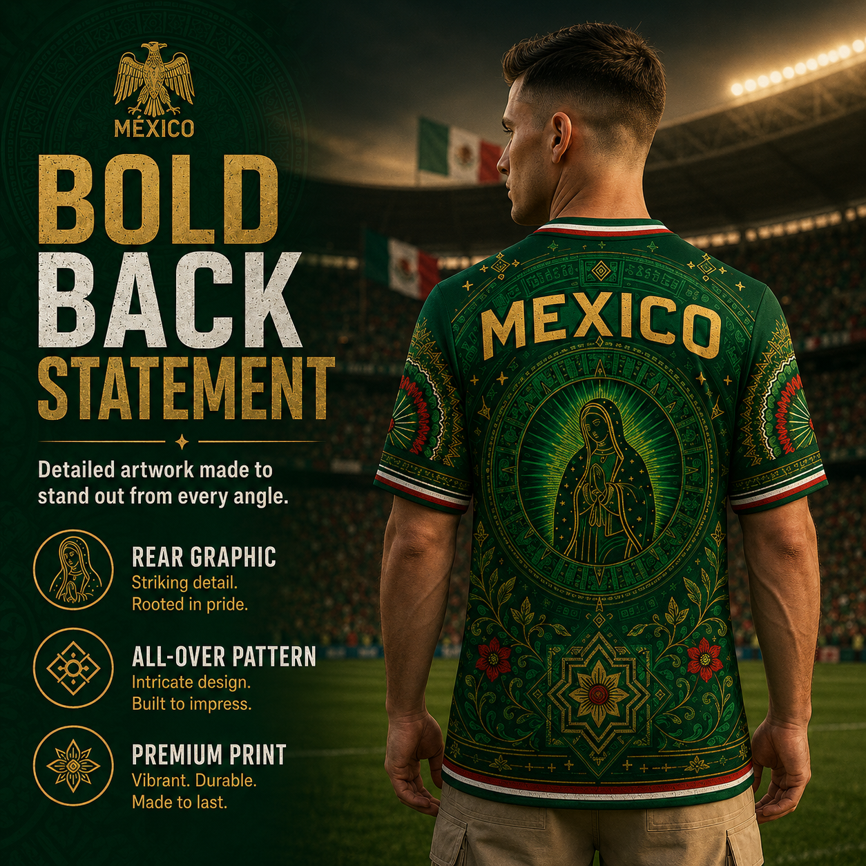 🇲🇽 Mexico Heritage Soccer Jersey – Green V-Neck Football Fan Shirt for Men & Women