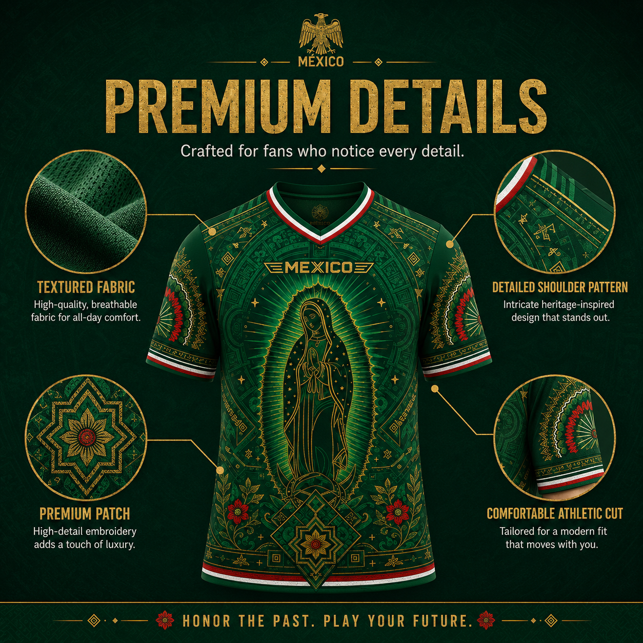 🇲🇽 Mexico Heritage Soccer Jersey – Green V-Neck Football Fan Shirt for Men & Women