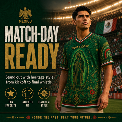🇲🇽 Mexico Heritage Soccer Jersey – Green V-Neck Football Fan Shirt for Men & Women