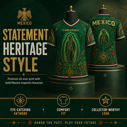 🇲🇽 Mexico Heritage Soccer Jersey – Green V-Neck Football Fan Shirt for Men & Women