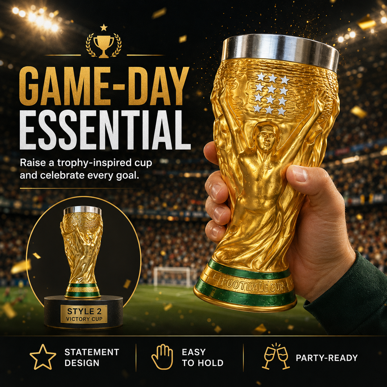 Creative Gold Trophy Beer Mug – Home, Office & Party Drinking Cup – Fun Birthday & Holiday Gift for Adults