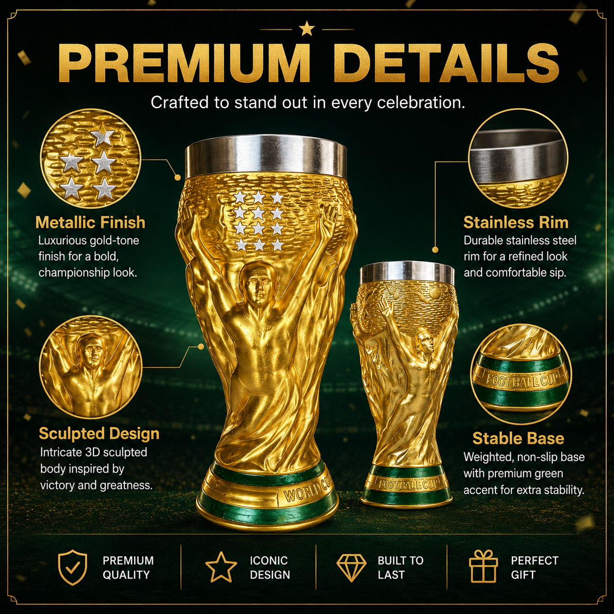 Creative Gold Trophy Beer Mug – Home, Office & Party Drinking Cup – Fun Birthday & Holiday Gift for Adults