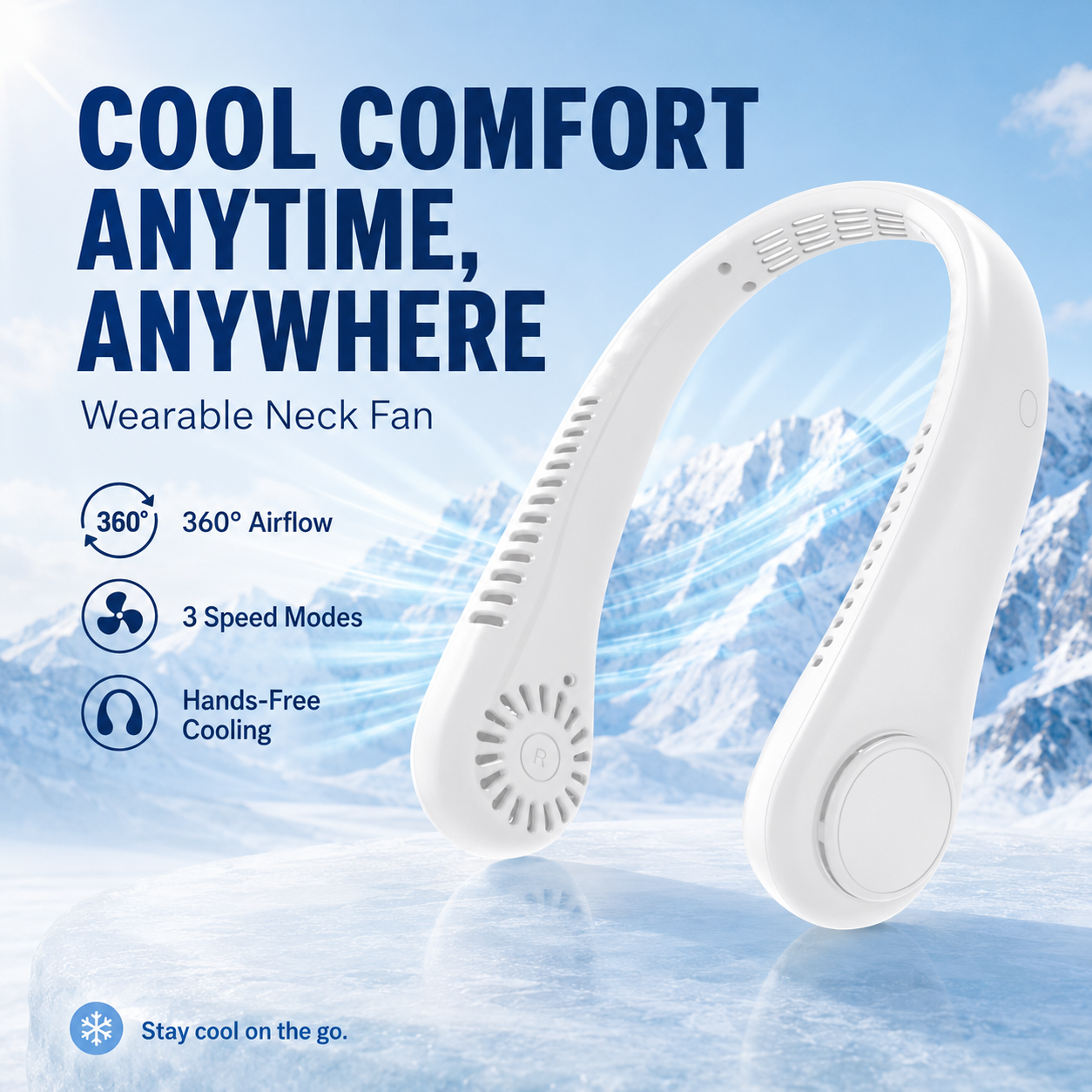 Portable Bladeless Neck Fan with Digital Display – Rechargeable Hands-Free Cooling Fan, 5-Speed Wearable Personal Fan for Travel, Office & Outdoor Use