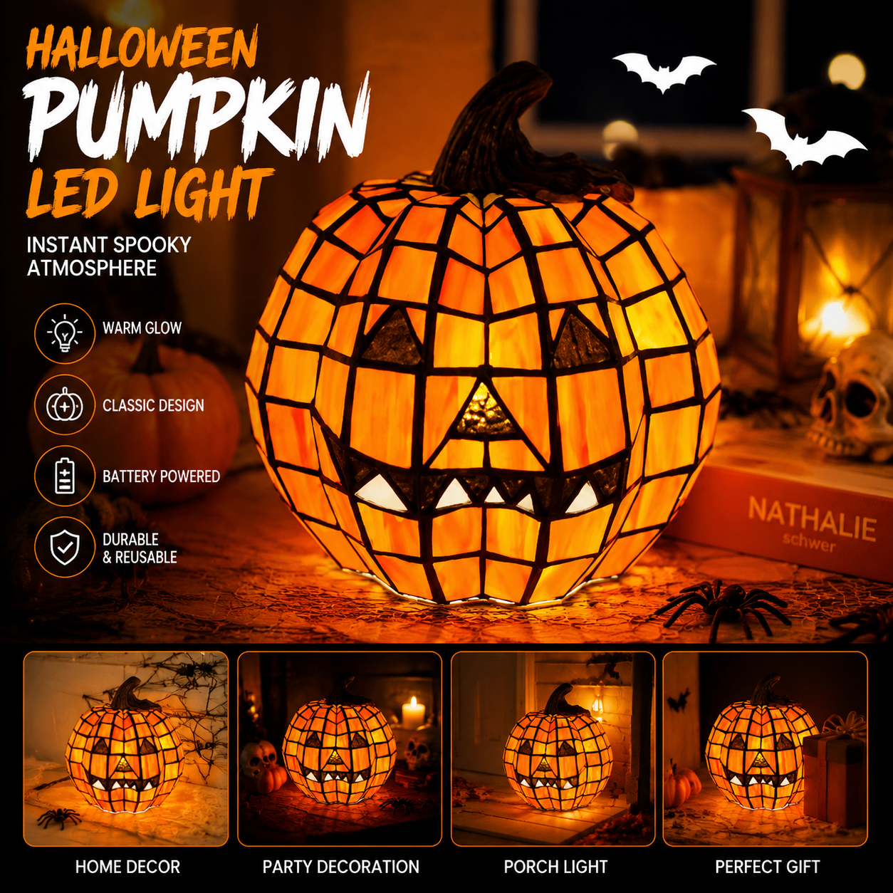 🎃 Halloween Pumpkin LED Light | Spooky Jack-O’-Lantern Atmosphere Lamp for Home Decoration