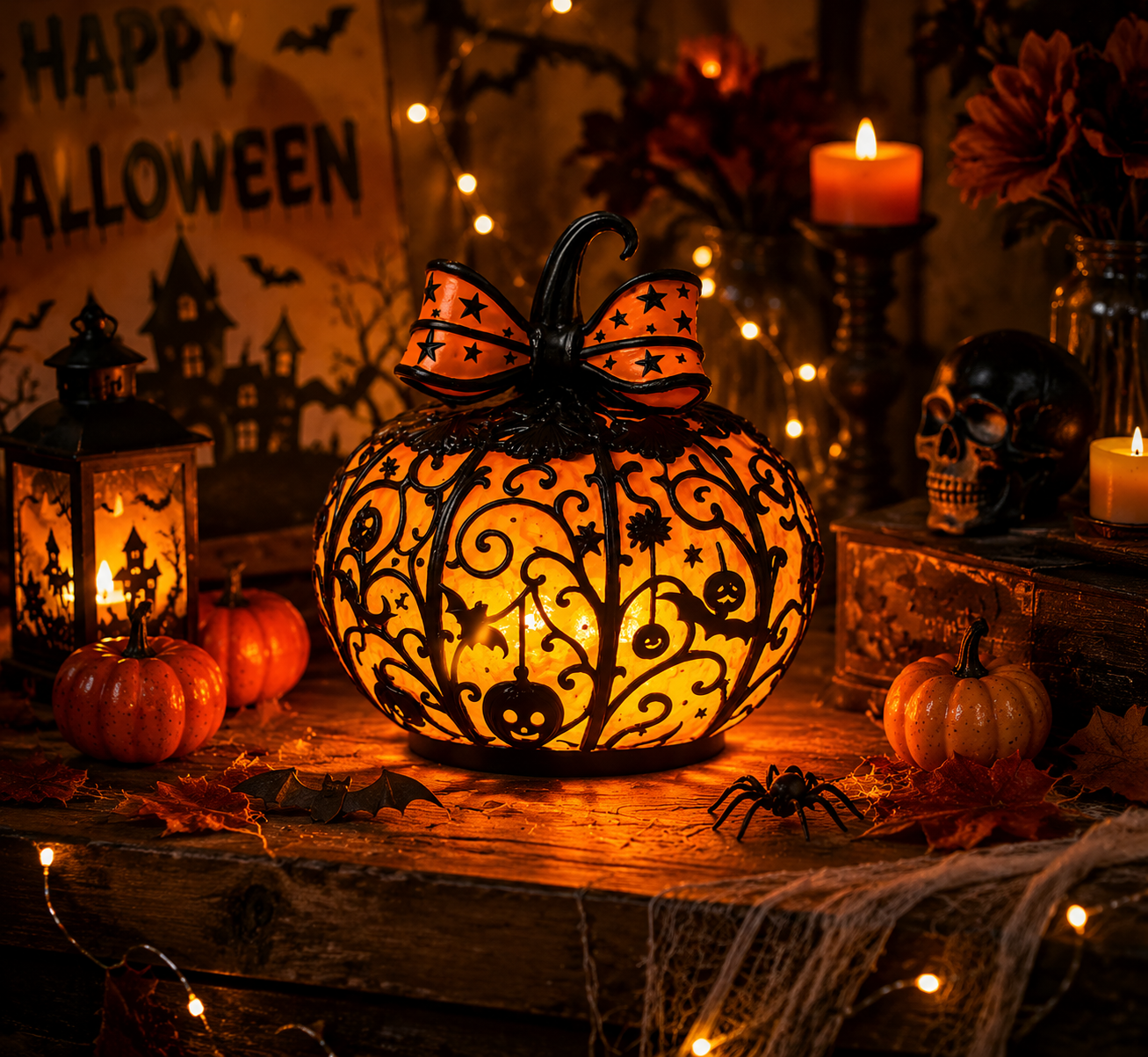 🎃 Halloween Pumpkin LED Light | Spooky Jack-O’-Lantern Atmosphere Lamp for Home Decoration