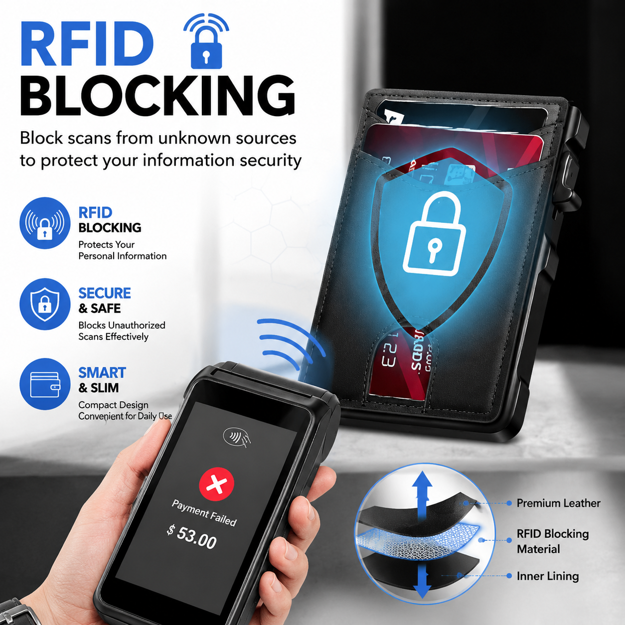 🔐 RFID Blocking Minimalist Pop-Up Wallet | One-Second Card Eject Design & Ultra Slim Pocket Wallet.