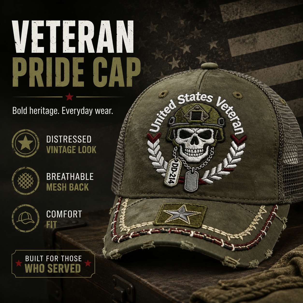 Last Day 49% OFF🔥DD-214 United States Veteran Cap – Embroidered Edition