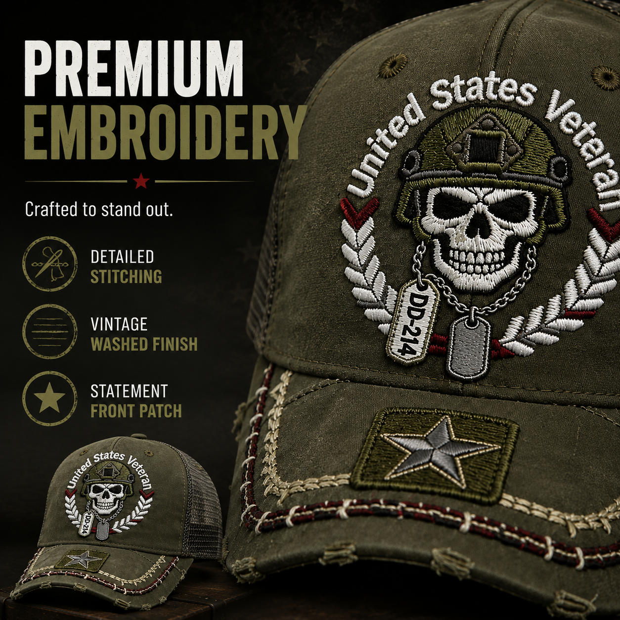 Last Day 49% OFF🔥DD-214 United States Veteran Cap – Embroidered Edition
