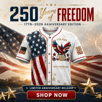 America 250th Anniversary Baseball Jersey – 1776-2026 USA Patriotic Button-Up Shirt | Vintage Stars & Stripes Freedom Jersey for 4th of July, Game Day & Everyday Wear